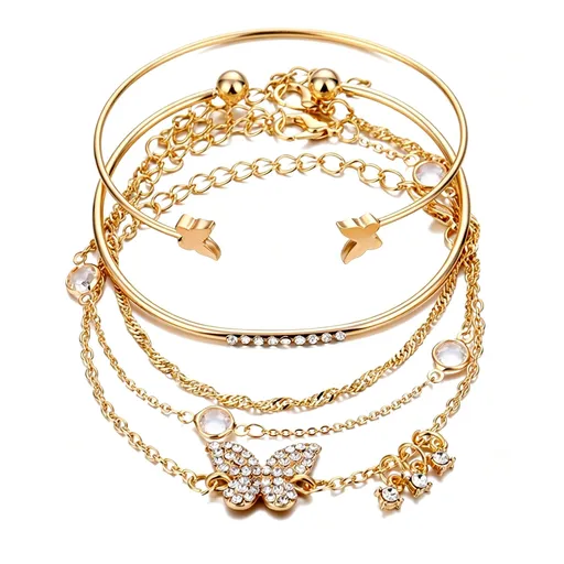 Chic Stackable Irregular Bangle Set Women Retro Bracelet Set h564 Ideal Christmas Gift