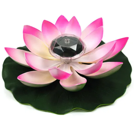 Solar Powered Multi Colored LED Lotus Flower Lamp RGB Water Resistant Outdoor Floating Pond Night Light Auto On Off for Garden Pool Party