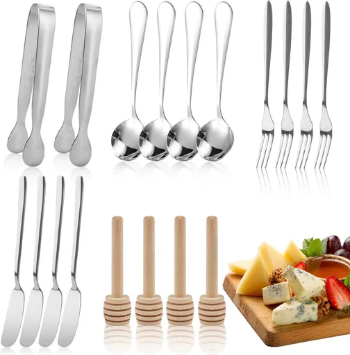 cutlery set - 16-piece set - cheese knife | pastry forks | oval coffee spoons | kitchen tongs & serving tongs | stirring spoon