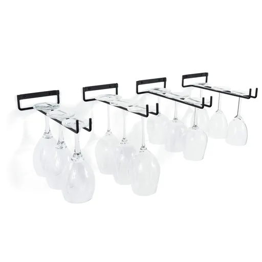 11.8 Inch Wine Glass Rack,Wine Glass Rack Under Cabinet Stainless Steel Stemware Rack - Hanging Stemware Holder (4 Pack)