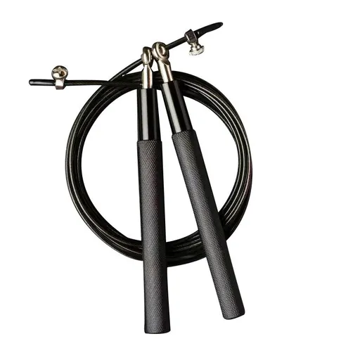 Adjustable Jump Rope with Aluminum Handles, Tangle-Free Ball Bearing Skipping Rope for Fitness Training - Black