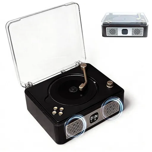 Retro CD Player with Speakers - Portable Bluetooth Music Player for Home Use