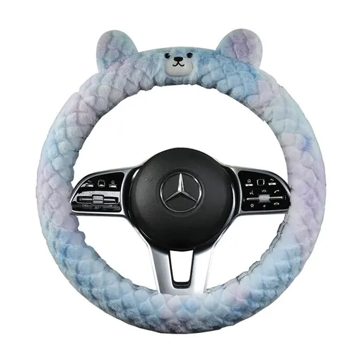 Ichabo Steering Wheel Cover 38cm Plush Cute Bear Little Bear style cute blue O type