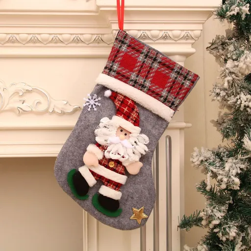 Christmas Stocking 3D Oversized Santa Handmade Gift Bag 40x25cm Red