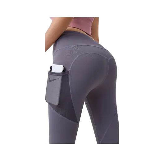Hod Health & Home High Waist Tummy Control Yoga Leggings With Pocket For Women - Tomato Purple - M