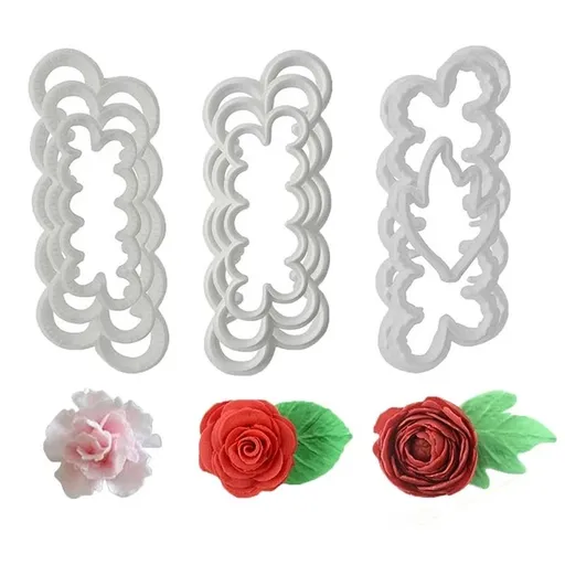 9Pcs Roses Carnations Peony 3D Petal Cake Cutter Flower DIY Baking Accessories Roses Carnations Peony Petal Cake Cutter Flower