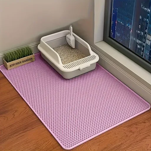 Double-Layer Honeycomb Cat Litter Mat – Waterproof, Slip-Resistant, Leak-Proof, and Easy-Clean Pet Mat for Litter Box Area, Odor-Free and Durable with 6 Vibrant Colors Available (XL, Pink)