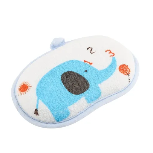 Cute Elephant Pattern Cotton Baby Bath Scrubber Toddler Infant Rubbing Towel Shower Sponge Washing Rubbing Accessory(Blue)