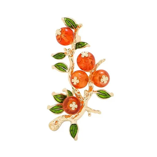 Cute Autumn Persimmon Brooch Lapel Pins Fruit Badge Good Lucky Persimmon Brooch Clothing Coat Accessories for Women Wedding