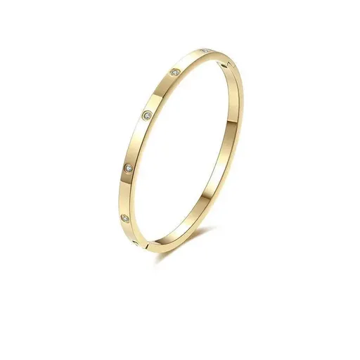 Men Women Titanium Stainless Steel Bracelet Bangle Cuff Party Simple Jewelry - Gold