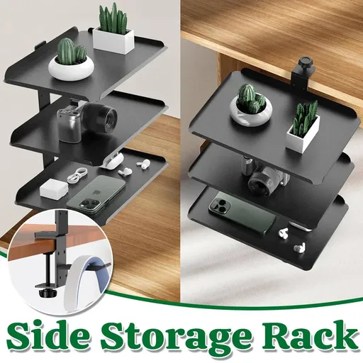 3 Tier Multi Function Stable Side Table Shelf Desk Edge Home Office Space Saving