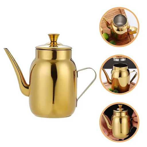 Golden Stainless Steel Oil Dispenser Bottle for Sauce, Vinegar, and Multi-Purpose Kitchen Use
