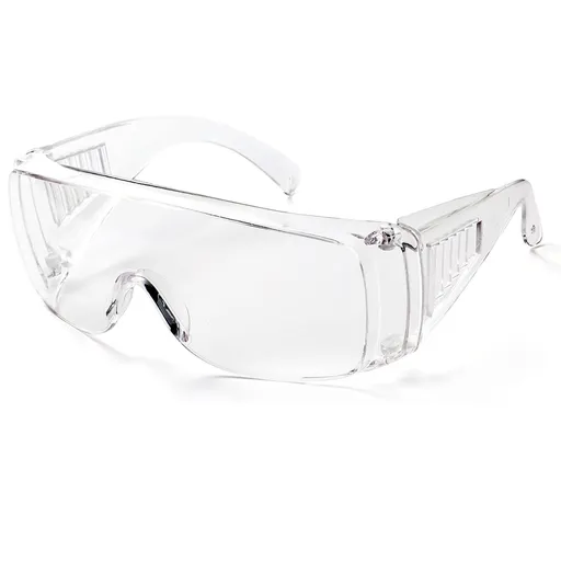 Safety Clear Fitover No Blind-spot Safety Glasses Over Eyeglasses, Scratch Resistant Safety Goggles Clear Eye Protection