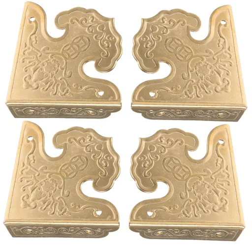 4Pcs Box Shield Bumper Edge Angle Metal Right Angle Chinese Style Safety mask Furniture Corner Retro Decor Protector Corner