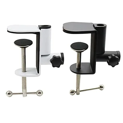2 pack Universal Shape Table Mounting Clamp for Microphone Suspension Boom Scissor Arm Stand Holder with Adjustable Positioning Screw, Fits up to Desktop -Black