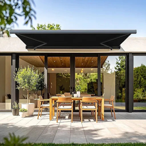 Motorised Retractable Awning – 5x3m Black Full Cassette Design