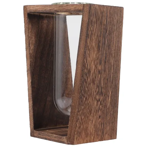 Wooden Frame Test Tube Glass Creative Hydroponic Decorative Ornaments/Flower Arrangement Dried Flower Decoration vintage color