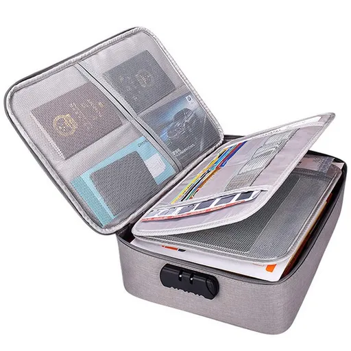 Multi-Layer Storage Pouch Credential Bag, Portable Bag Without Vibration ,Passport,Package File Pocket with 2 Separators (Grey)