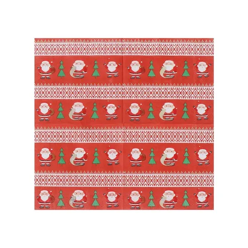 Christmas Paper Napkin, 6.5 x 6.5 Inch Watercolor Santa Claus Snowman Wreath Napkin Disposable Luncheon Napkin for Xmas Home Party Decoration Supplies, 20Pcs