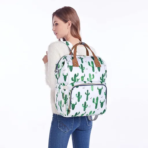 Diaper Bag Backpack, Waterproof Baby Care Bag, Women Travel Baby Nappy Changing Bag (Cactus)