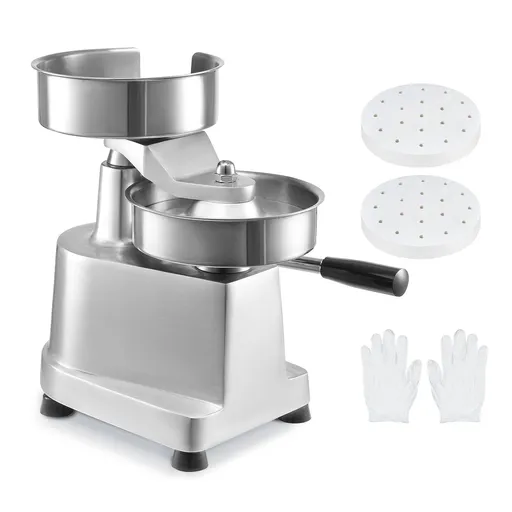 Commercial Burger Patty Maker, 150mm Hamburger Beef Patty Maker, Heavy Duty Food-Grade Stainless Steel Bowl Burger Press Machine, Kitchen Meat Forming Processor with 1000 Pcs Patty Papers