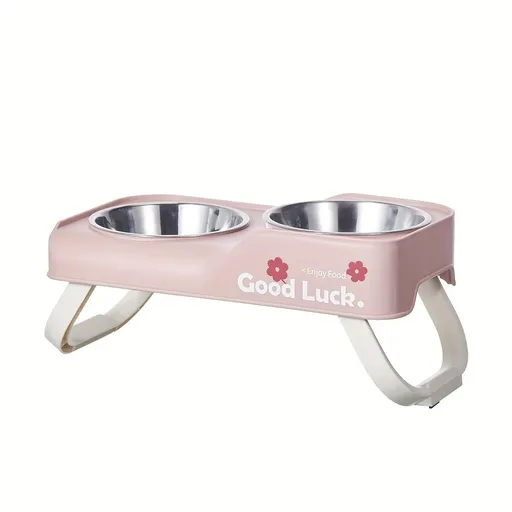 Dopamine Color Pet Bowl Set, Anti-Slip Adjustable Height Design for Small/Medium Dogs and Cats(pink)