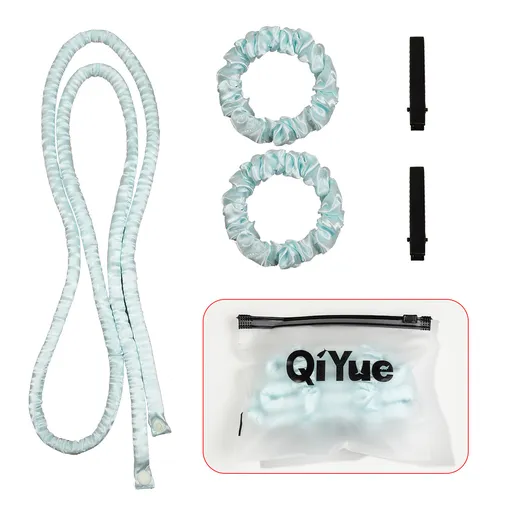 2-PCS Sky blue Heatless Hair Curler Set Extra Long Overnight Soft Ribbon for Natural Big Waves Damage-Free Professional Home Styling Solution for Local Women