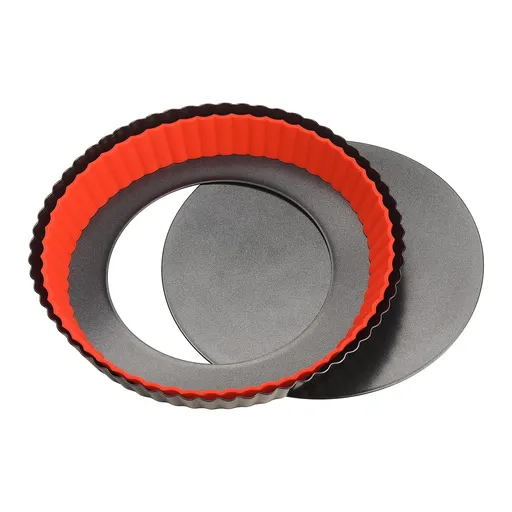 Tart Pan with Removable Bottom, Non-Stick Carbon Steel Tart Pan for Baking Tarts, Quiches & Dessert