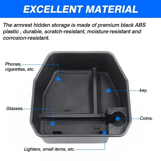 Center Console Organizer Accessories, (NOT for Refrigerator Version), Armrest Storage Box Middle Console Insert Tray