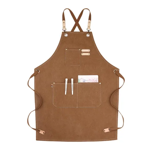 Apron Water Resistant Canvas Cross Back Adjustable Apron for Men Women Adjustable Plus Size Canvas Apron with Pockets
