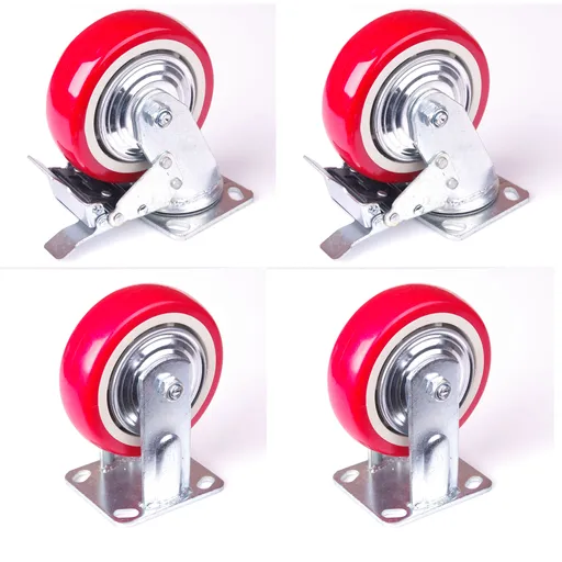 4x 6 inch Industrial Swivel Brake Locking Caster Castor Wheels Casters 2x swivel 2x fixed for Cart Furniture Workbench