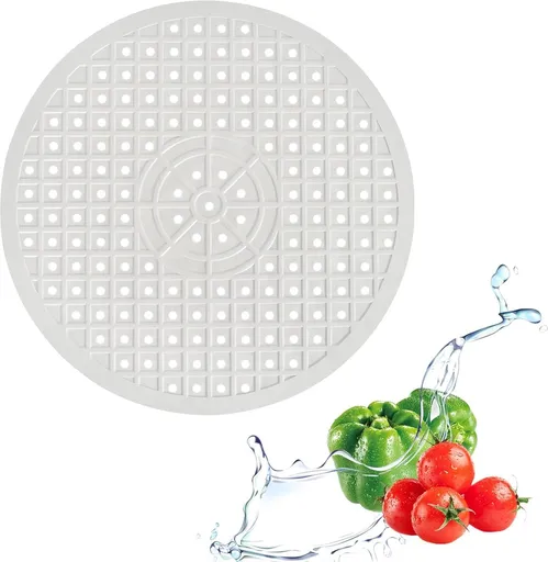 Sink Mat - ø 31 Cm - Sink Mats - For Sink - Round Sink Mat - Washbasin Mat - White Round Rubber Sink Mat - Tpr Material - Rubber Countertop Mat Sink - For Kitchen Sink Floor, Cutlery And Glassware - Washbasin Mat - White - 1 Piece