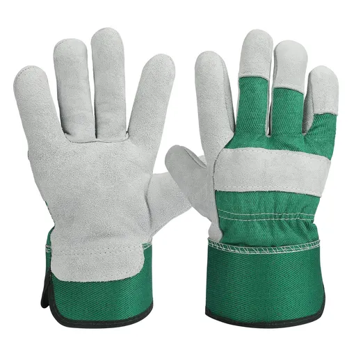 Long Durable Cowhide Sleeves Garden Gloves Work，Leather Gauntlet Gardening Gloves for Women and Men，Gardening Gloves