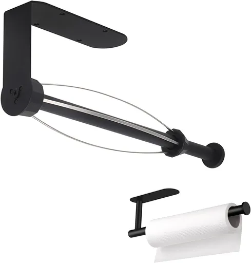 Paper Towel Holder Under Cabinet, Self Adhesive or Drilling, Wall Mount Stainless Steel Paper Towel Rack for Kitchen Toilet Bathroom