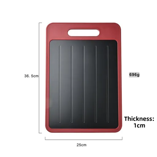 Red Aluminum Alloy Fast Thawing Dual-Sided Cutting Board(36.5x25CM) - Multifunctional Kitchen Tool with Garlic Grinder and Knife Sharpener