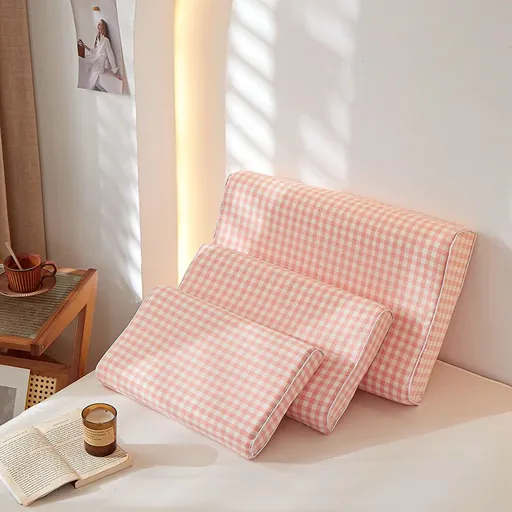 Mengxuan Cotton Pillowcase 4060 Jade small grid Latex cotton pillowcase 30*50 (one pair)
