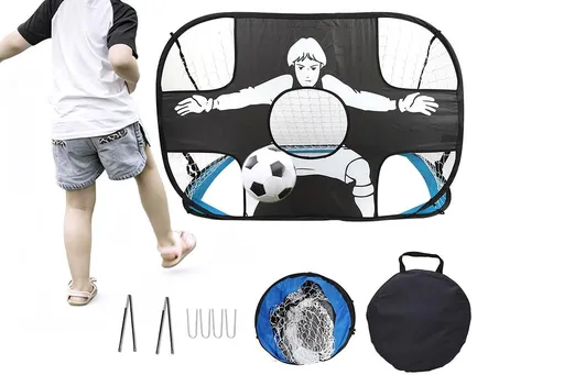 2 in 1 Portable Foldable Soccer Goal with Detachable Target - Blue
