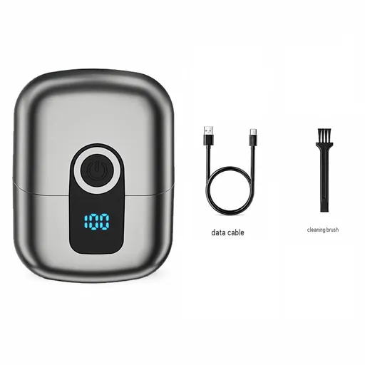 Grey Mini Portable Electric Shaver for Men - Floating Heads, IPX6 Waterproof Wet & Dry Use, LED Battery Display, Type-C Fast Charging, Compact Travel Grooming Kit,Suitable for gifting