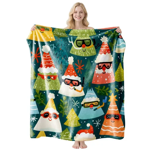 Smooth‑surface Home Flannel Blanket, Christmas & Halloween Air‑condition Throw, Nice Gifting Selection For Daily Household General Usage, Style FLR‑222, Size M, 100x150cm