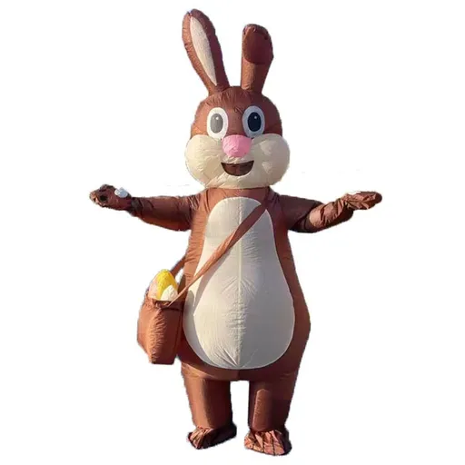 Brown Backpack Rabbit Cartoon Costumes Air Model Inflatable Costume Funny Dress Up Props Easter Party Clothes Adult One Size