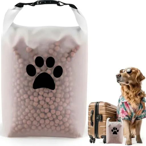 Portable Pet Food Travel Storage Bag Roll-Top Sealed Moisture-Proof Food Dispenser for Camping Hiking Road Trips and Outdoor Adventures with Pets (M(1PCS)+S(1PCS))