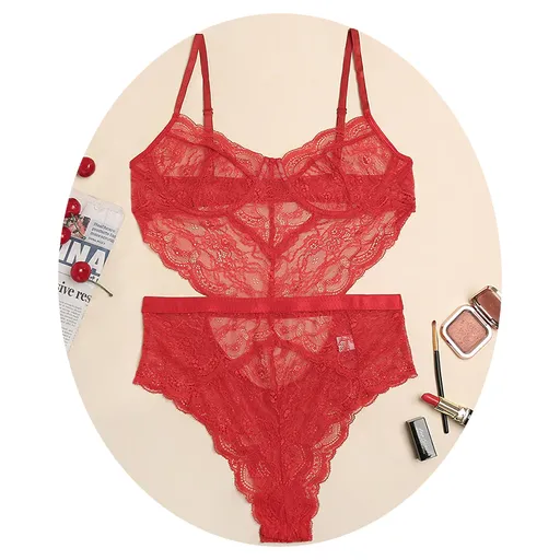 Sexy Lace Sheer Floral Backless Bodysuit Open Crotch Teddy Lingerie Women - Red - S