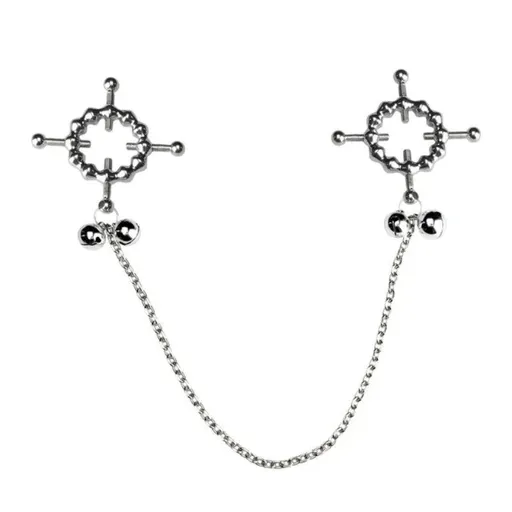 House Of Dasein Faak Breast Clip Leather Belt Bondage Stainless Steel Nipple Clamp With Chains - Qk-C8004