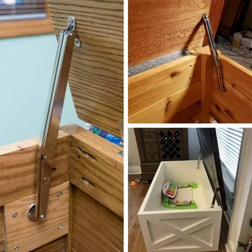 2 Pieces Soft Close Box Hinges, 100 N Lid Support Hinges for Toy Boxes Cabinets and Storage Chests, Slow Closing Furniture Hardware