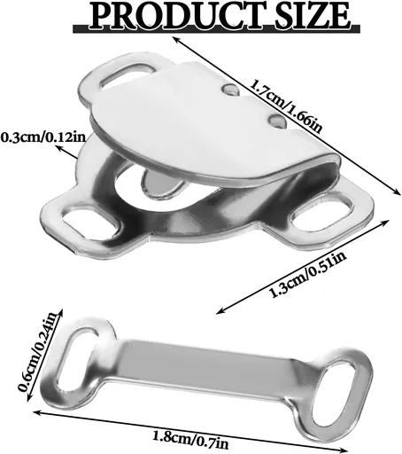 20 Sets Sewing Hooks and Eyes Closure, 16.5 mm Flat Hook and Eye Closure Clasp Snaps for Sewing Fasteners Kit Replacement Sewing Hooks for Clothing Pants Skirt Waist Trousers Dress Crafts (Silver)