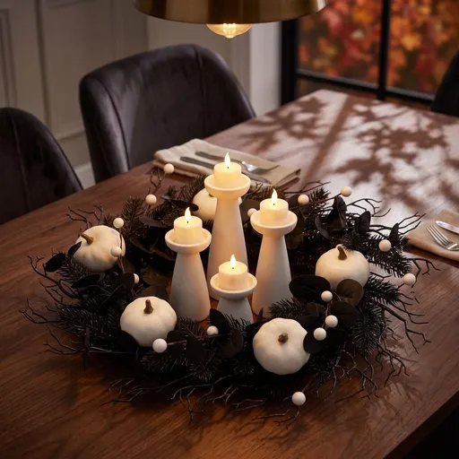Halloween Artificial Front Door Wreath, 40 x 3 cm with Pumpkins, Roses and Spider Webs, Reusable Hanging Decoration for Front Doors, Walls and Mantels, Ready-to-Display Reusable Ornament, Black
