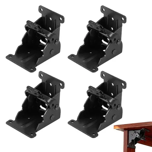 4Pcs 90 Degree Self Locking Folding Hinge for Tables Chairs and Workbenches - Black
