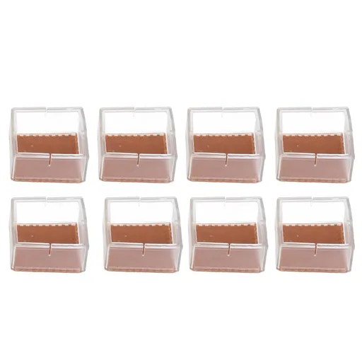 8pcs/set Silicone Chair Caps Table Foot Pads Anti Slip Transparent Square Leg Protection Cover