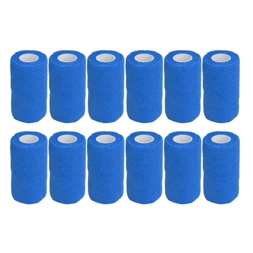 12Pcs Bandage Wrap Natural Latex Elastic Self Adhesive Wrap for Cows Dogs Horses 10cm Blue