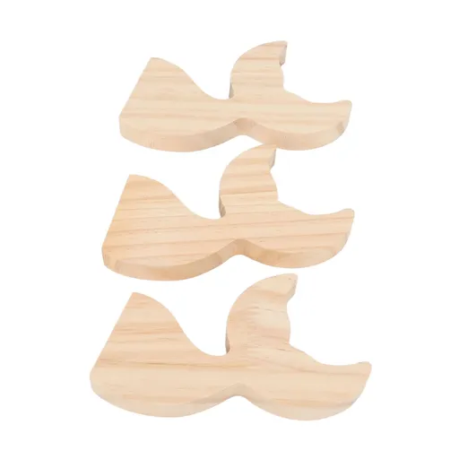3 Pcs Fish Wood DIY Crafts Whale Tail Ornaments Whale Crafts for Childrens Playthings Toys